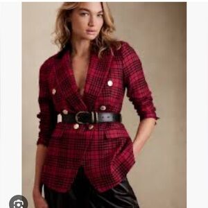Banana Republic Red Plaid Captain’s Blazer